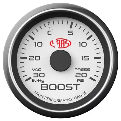 SAAS Performance Boost 52mm 2in 30 IN-HG > 20 PSI Gauge White For Mitsubishi Evo • $95